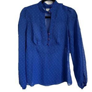 Alice Temperley For Target Blouse Blue Sheer Swiss Dot Babydoll Sexy Chic Sz M
